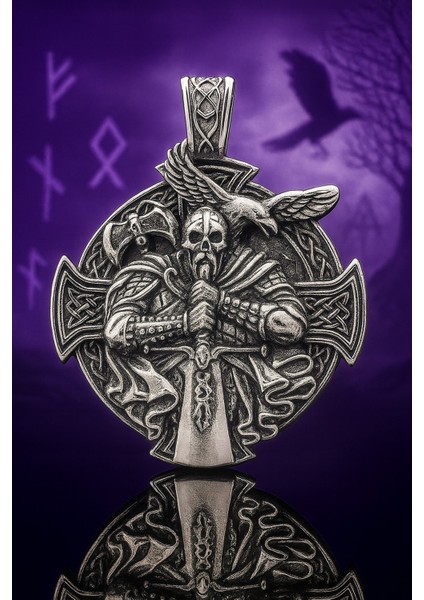 Raven Kuş Detaylı Iskandinav Mitolojisi Viking Odin Kolye
