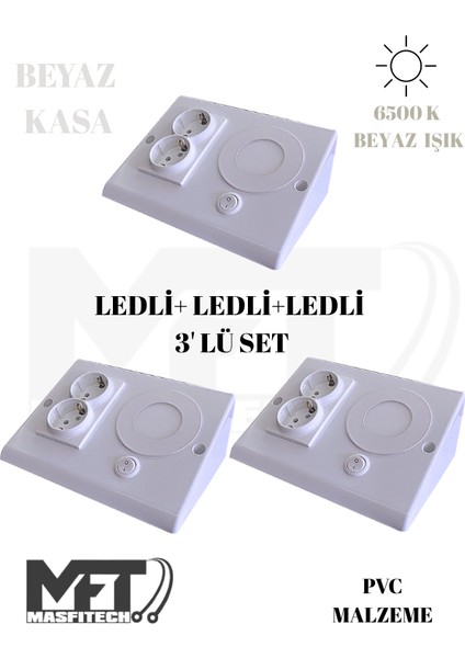 Dolap & Tezgah Altı Prizli Aydınlatma 3 Watt (Beyaz Işık)