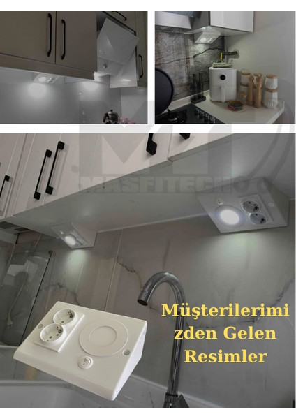 Dolap & Tezgah Altı Prizli Aydınlatma 3 Watt (Beyaz Işık)