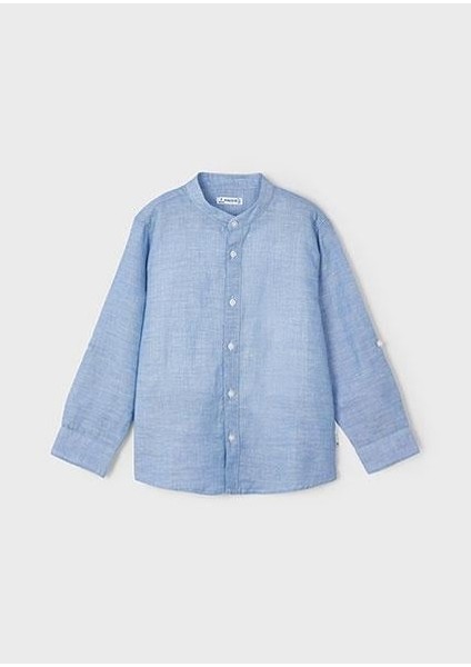 Erkek Çocuk Mao Yaka Uzun Kol Keten Gömlek 03120 fırsatları