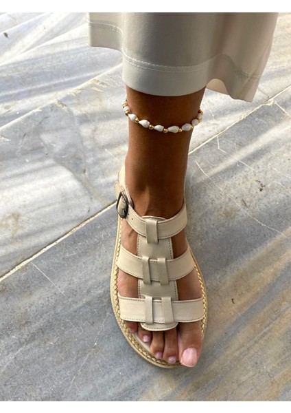 Deniz Kabuğu Bej Gold Renkli Halhal modelleri