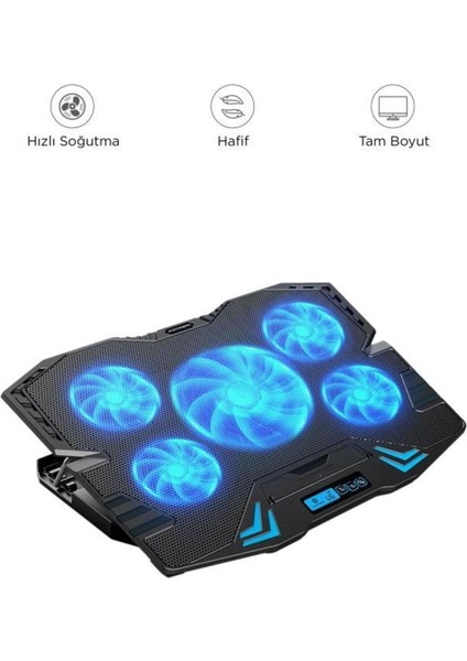 Cf-05 Ayarlanabilir Dizüstü Bilgisayar Rgb Soğutma Fanı Siyah