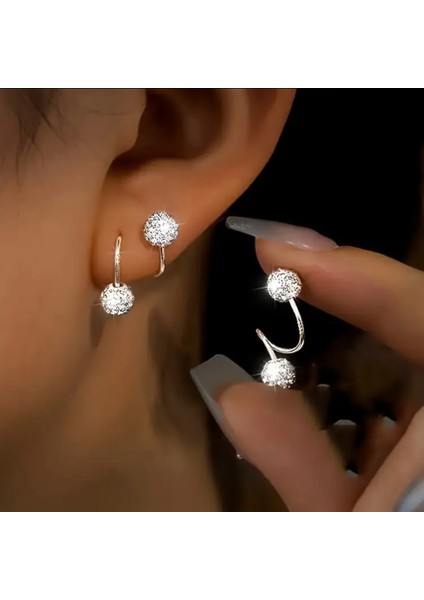 Zirkon Taşlı Top Spiral Küpe modelleri