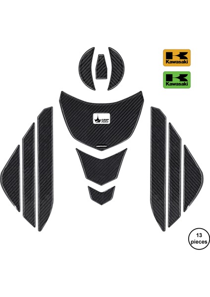 H2-SX 2025 ile Uyumlu Kaydırmaz 6D Karbon 13 Parça Tank Pad Seti GC49