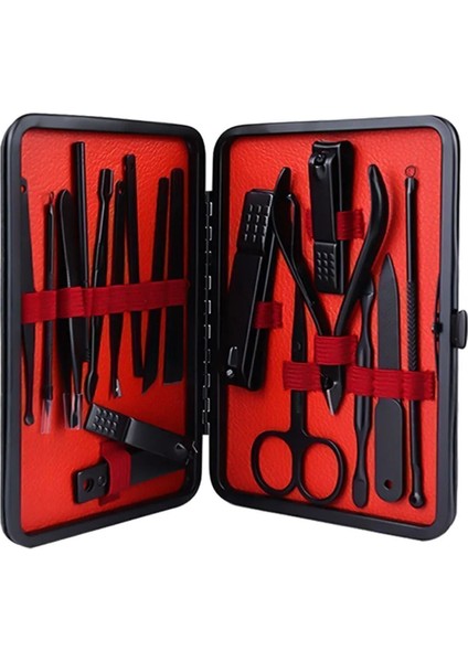 Paslanmaz Çelik Deri Çantalı 18 Parça Çok Fonksiyonlu Tırnak Bakım Seti modelleri