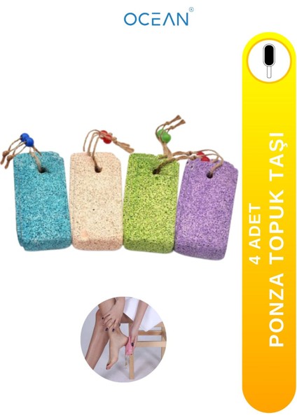 4 Adet Topuk ve Ponza Taşı Seti, Rahat ve Güzel Ayaklar Için