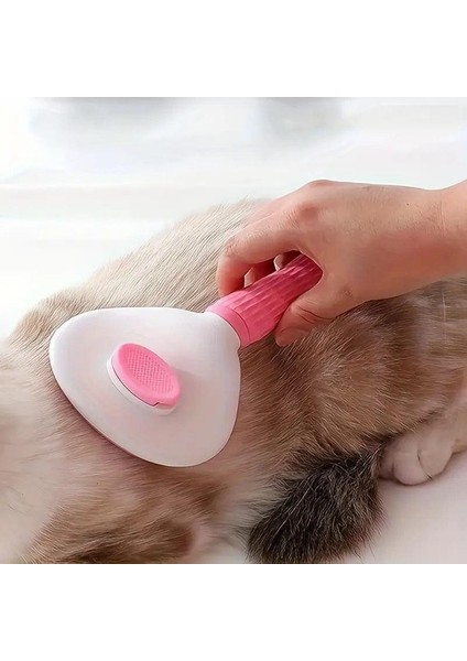 Pembe Otomatik Temizlenen Tuşlu Evcil Hayvan Fırçası Kedi Köpek Tüy Toplayıcı Tarak