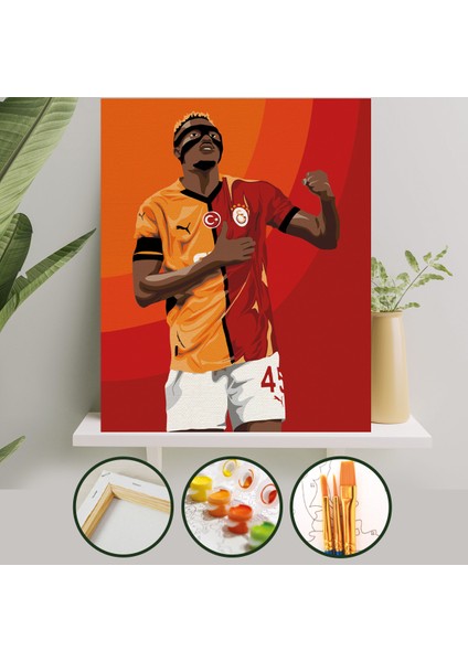 Sayılarla Boyama 40X50 cm Tuval Seti Fırça Boya Dahil Çıtaya Gerili - Osimhen "solo Il Gala"