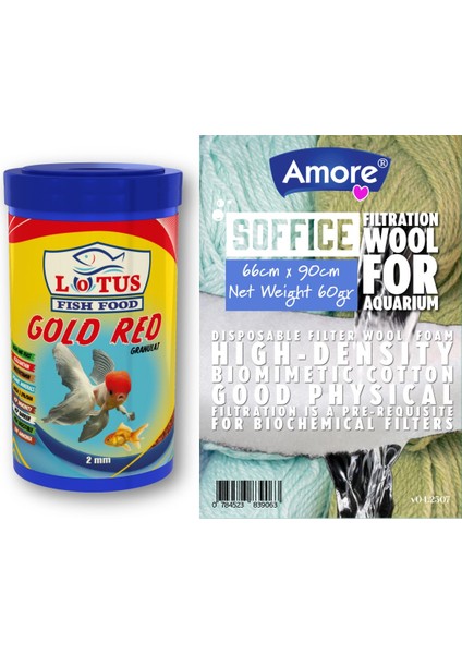 Gold Red Granulat 250ML Japon Balığı Yemi, 60GR Soffice Akvaryum Elyafı