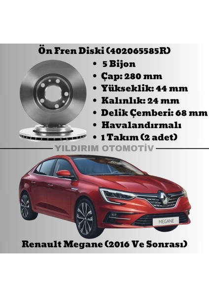 Renault Megane Ön Fren Diski 2016 Ve Üzeri 402065585R