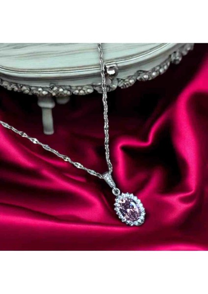 Zirkon Taşlı Oval Çelik Kolye fiyatları