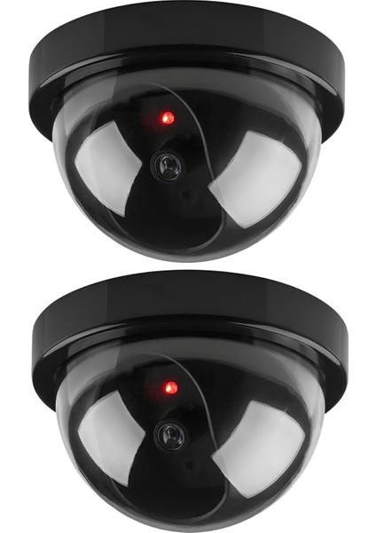 2 Adet Kablosuz Fake Dome Caydırıcı Işıklı Ledli Yalancı Kamera Güvenlik Kamerası 360° Derece