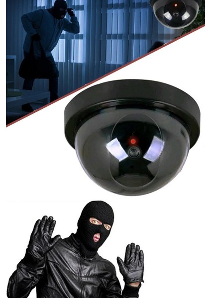 2 Adet Kablosuz Fake Dome Caydırıcı Işıklı Ledli Yalancı Kamera Güvenlik Kamerası 360° Derece