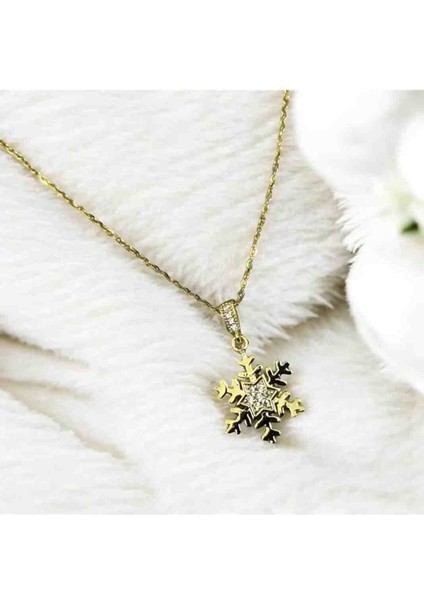 Zirkon Taşlı Kar Tanesi Çelik Kolye modelleri