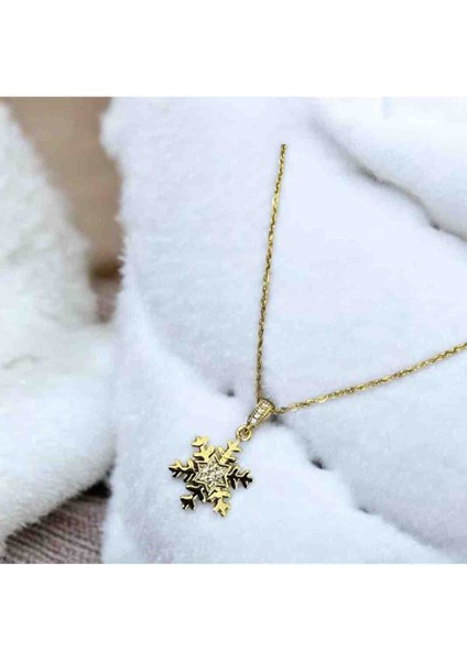 Zirkon Taşlı Kar Tanesi Çelik Kolye fırsatları