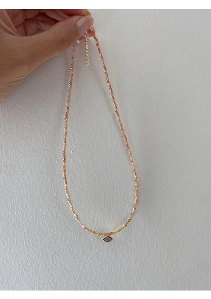 Toz Pembe Renkli Nazar Göz Figürlü Boncuk Kolye fiyatları