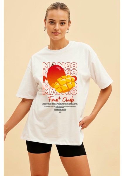 Mango Ön Baskılı Beyaz Oversize T-Shirt Erkek Kadın Pamuk Bisiklet Yaka Tişort fiyatları