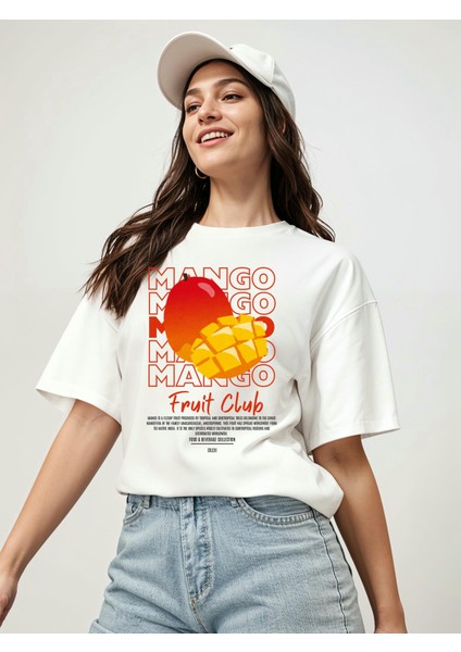 Mango Ön Baskılı Beyaz Oversize T-Shirt Erkek Kadın Pamuk Bisiklet Yaka Tişort fırsatları
