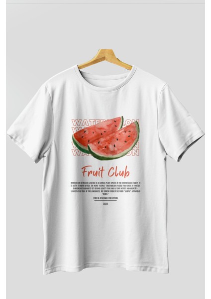 Watermelon Ön Baskılı Beyaz Oversize T-Shirt Erkek Kadın Pamuk Bisiklet Yaka Tişort modelleri