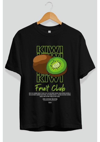 Kiwi Ön Baskılı Siyah Oversize T-Shirt Erkek Kadın Pamuk Bisiklet Yaka Tişort modelleri