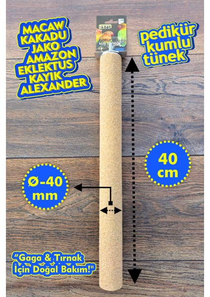 Venty Pedikür Papağan Tüneği 40 cm Kumlu Tünek - Büyük Irk | Macaw | Kakadu | Jako | Amazon | İskender | Eklektus | Kayık | L242