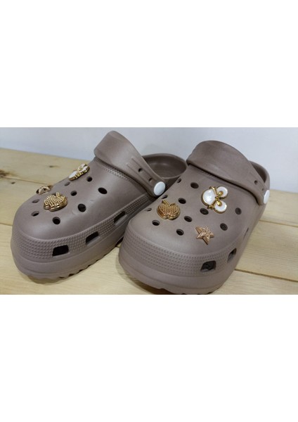 Yeni Sezon Ortopedik Yüksek Taban Taşlı Kız Çocuk Camel Renkli Terlik