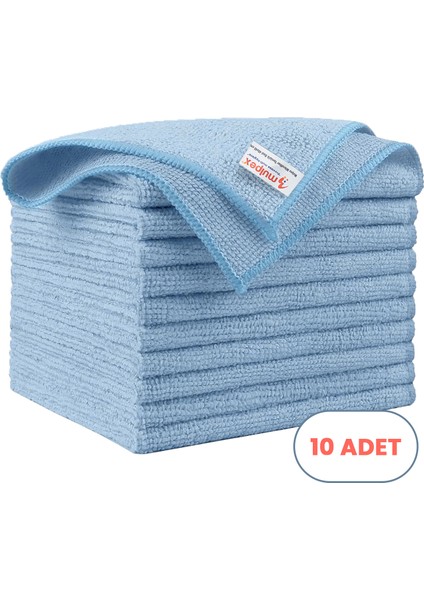 Mikrofiber Temizlik Bezi 10 Adet - 40X40 Cm, 375 Gsm, Parlak Dokulu, 60 gr ±2, Yüksek Emici, Iz Bırakmaz