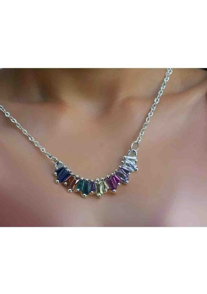 Renk Detaylı Zirkon Taşlı Çelik Kolye modelleri