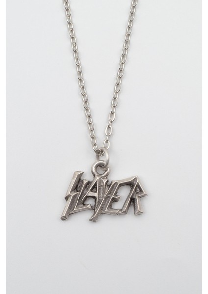 Slayer Zincir Kolye - Gümüş Kaplama - Erkek Kadın Kolye - KOD:1059