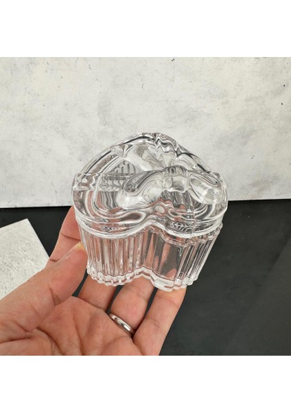 2'li Fiyonk Model Kapaklı Cam Kutu Şekerlik Kalp indirimleri