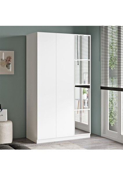 Teeny 3 Kapaklı Çekmeceli Aynalı Gardırop Elbise Dolabı Beyaz Tee1-W fiyatları