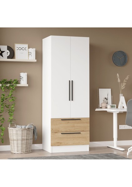 Krish 2 Kapaklı 2 Çekmeceli Gardırop Elbise Dolabı Sepet-Beyaz Krı2-Sw fiyatları