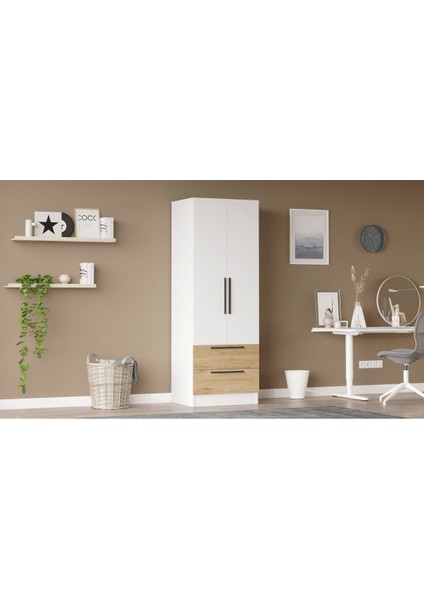 Krish 2 Kapaklı 2 Çekmeceli Gardırop Elbise Dolabı Sepet-Beyaz Krı2-Sw modelleri