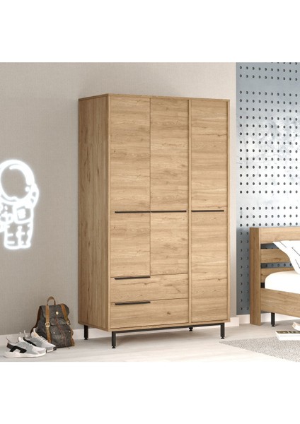 Bohem Gardırop 3 Kapı 2 Çekmece Metal Ayaklı 196CM Sepet BOH15-S