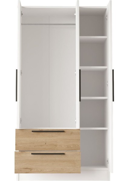 Krish 3 Kapaklı 2 Çekmeceli Gardırop Elbise Dolabı Sepet-Beyaz Krı3-Sw indirimleri