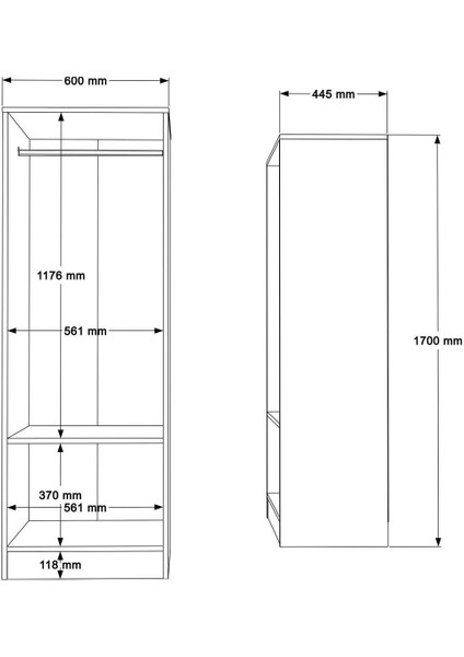 Krish 2 Kapaklı Gardırop Elbise Dolabı Beyaz Krı1-W