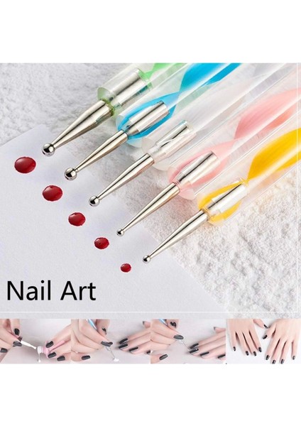 Renkli Nail Art Nokta Efekt Kalem Seti (5'li)