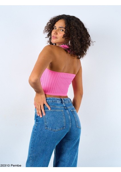 Sırtı Açık Crop Bluz Saç Örgü Desenli fırsatları