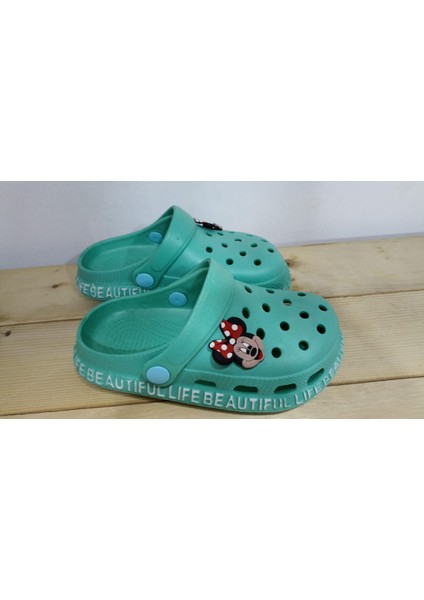 Yeni Sezon Cross Mıckey Mouse Model Unısex Çocuk Su Yeşili Renkli Terlik fiyatları