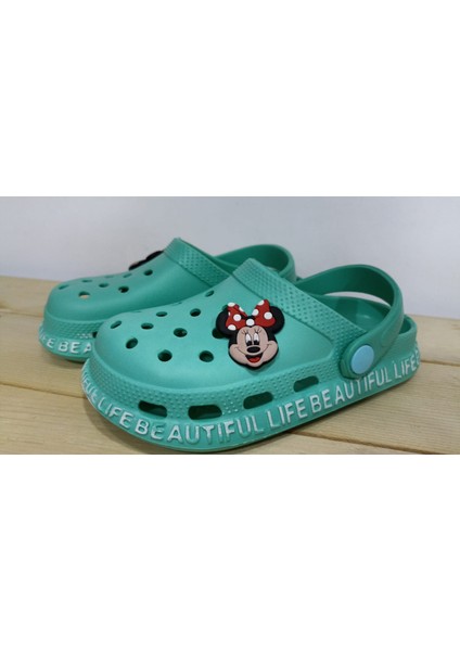 Yeni Sezon Cross Mıckey Mouse Model Unısex Çocuk Su Yeşili Renkli Terlik modelleri