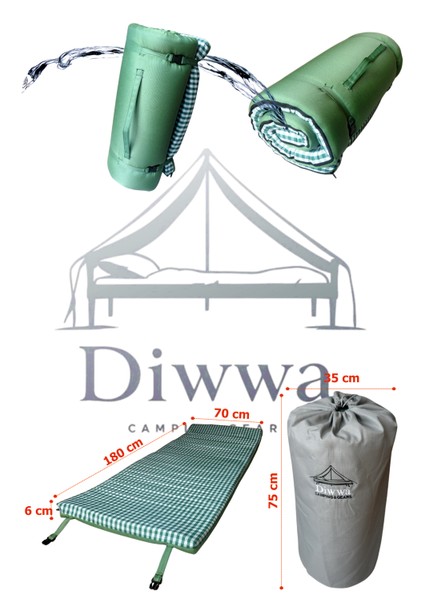 Camperbed Su Geçirmez Kamp Yatağı Kamp Matı Taşıma Çantalı Kamp Minderi Çadır Matı 70X180X6CM