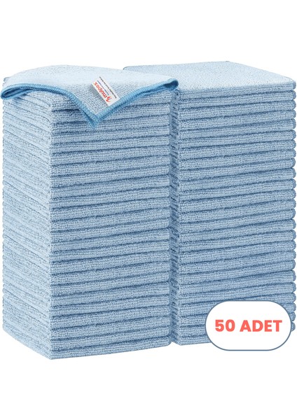 Mikrofiber Temizlik Bezi 50 Adet - 40X40 Cm, 375 Gsm, Parlak Dokulu, 60 gr ±2, Yüksek Emici, Iz Bırakmaz