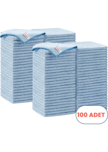 Mikrofiber Temizlik Bezi 100 Adet - 40X40 Cm, 375 Gsm, Parlak Dokulu, 60 gr ±2, Yüksek Emici, Iz Bırakmaz