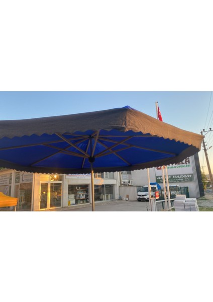 Pazarcı Şemsiyesi Gölgelik 4mt Çap Mavi(Metal Ayak Dahil )