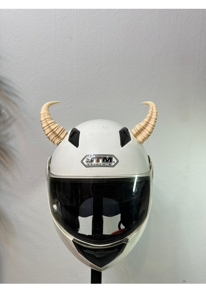 Motor & Motosiklet Bej Viking Boynuz Kask Dış Aksesuarı