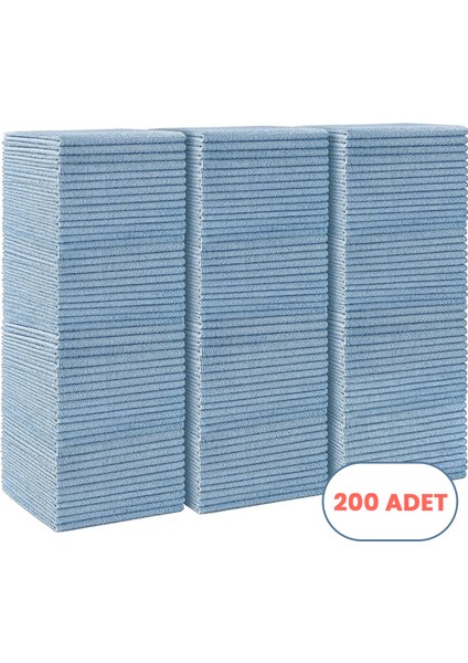 Mikrofiber Temizlik Bezi 200 Adet - 40X40 Cm, 375 Gsm, Parlak Dokulu, 60 gr ±2, Yüksek Emici, Iz Bırakmaz