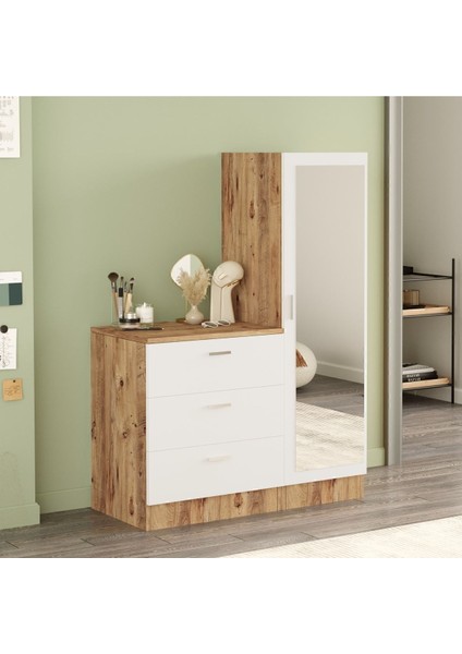 Oswin Aynalı Şifonyer Gardırop Çam-Beyaz Osw6-Aw fiyatları