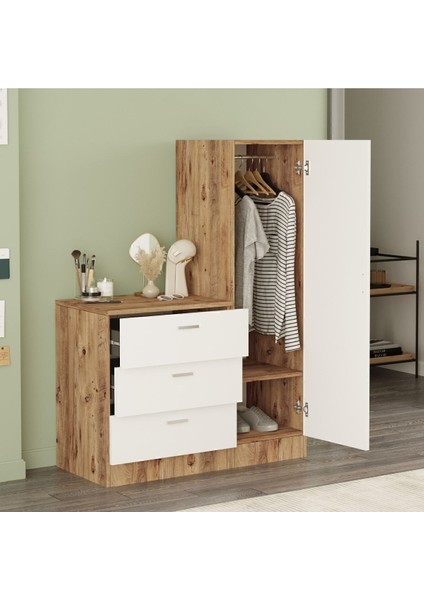 Oswin Aynalı Şifonyer Gardırop Çam-Beyaz Osw6-Aw fırsatları