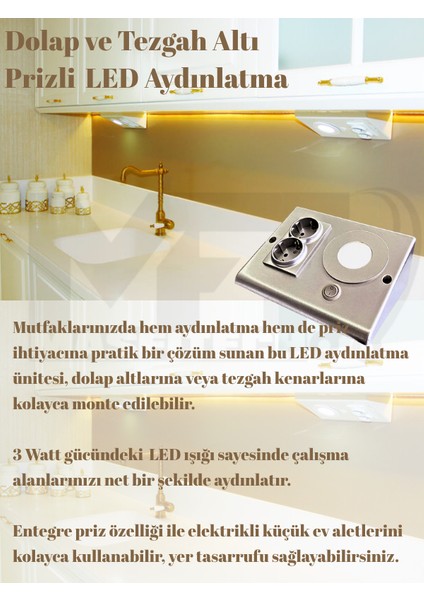 Dolap & Tezgah Altı Prizli Aydınlatma 3 Watt 1305-65 modelleri