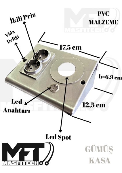 Dolap & Tezgah Altı Prizli Aydınlatma 3 Watt 1305-65